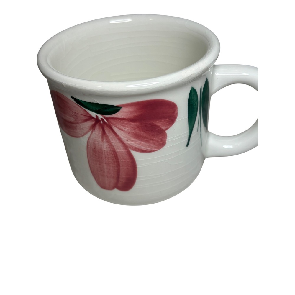 Furio Home Italy Floral Coffee Mug Hand Painted Pink Blue Flower Ceramic Crazing